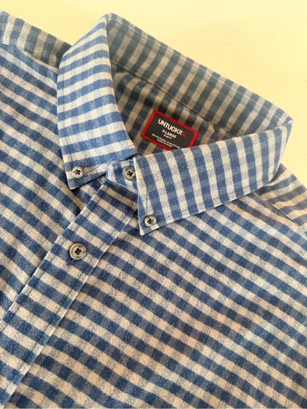 UNTUCKit Blue and White Check Bergstrom Slim Fit Button-Down Shirt